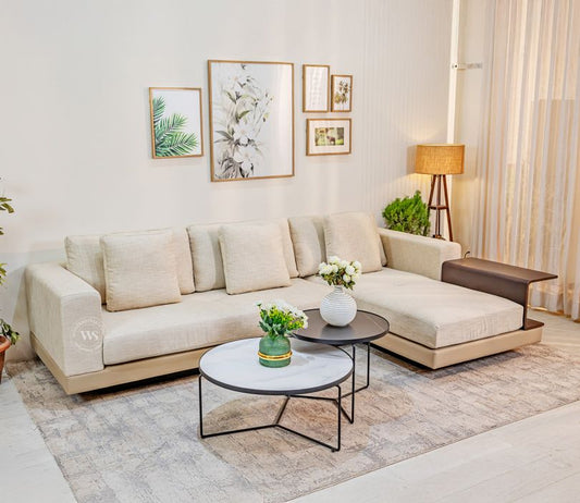 Matrix Right-Aligned L-Shape 5-Seater Sofa Cream Brown – Pakistan