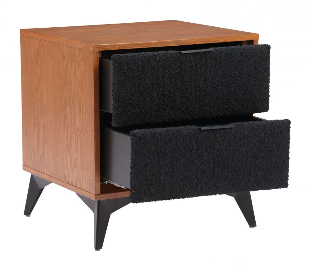 Zarif Modern Nightstand in Black & Walnut
