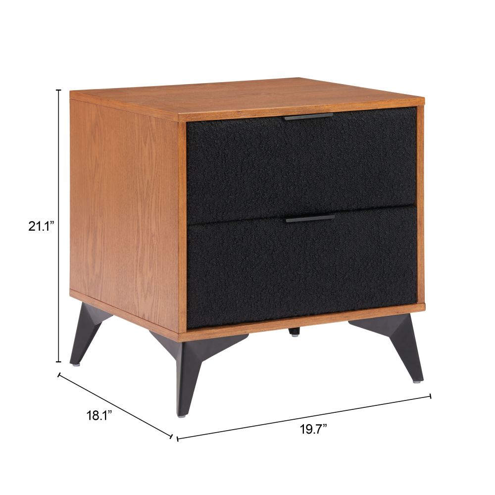 Zarif Modern Nightstand in Black & Walnut