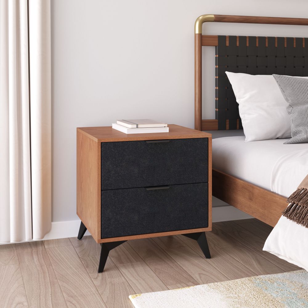 Zarif Modern Nightstand in Black & Walnut