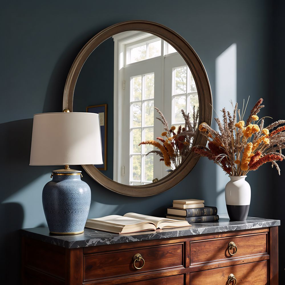 Inikas Mirror Espresso round wall mirror