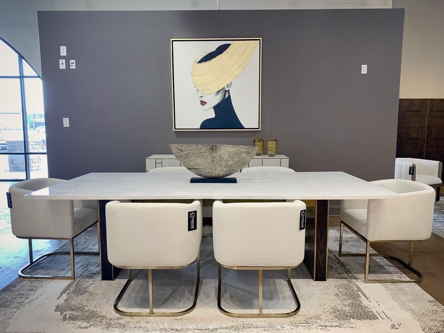 Marble & Gold Dining Table & Dining Chairs