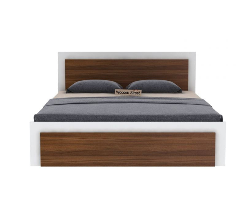 Harper Teak King Bed – Frosty White Finish with Smart Box Storage