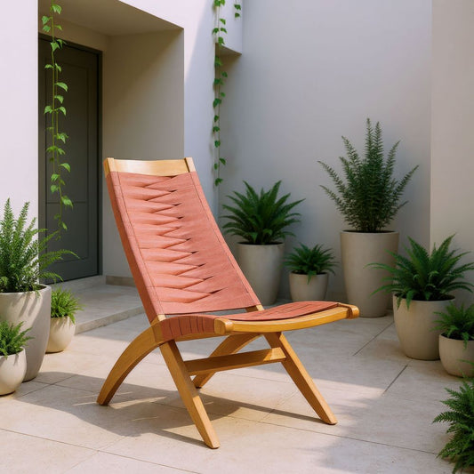 Rova Lounge Chair Terracotta acacia rattan