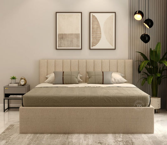 Nuvo Jade-Ivory King Bed – Upholstered Elegance with Box Storage