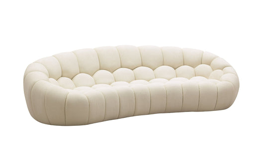 Divani Casa Yolonda – Beige Curved 3-Seater Sectional Sofa