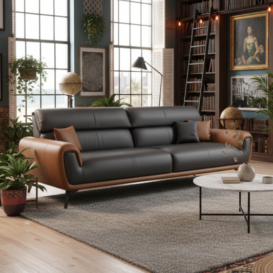 Nordic Leather Sofa Designer Romantic Living Room "4pc" Furniture Couple