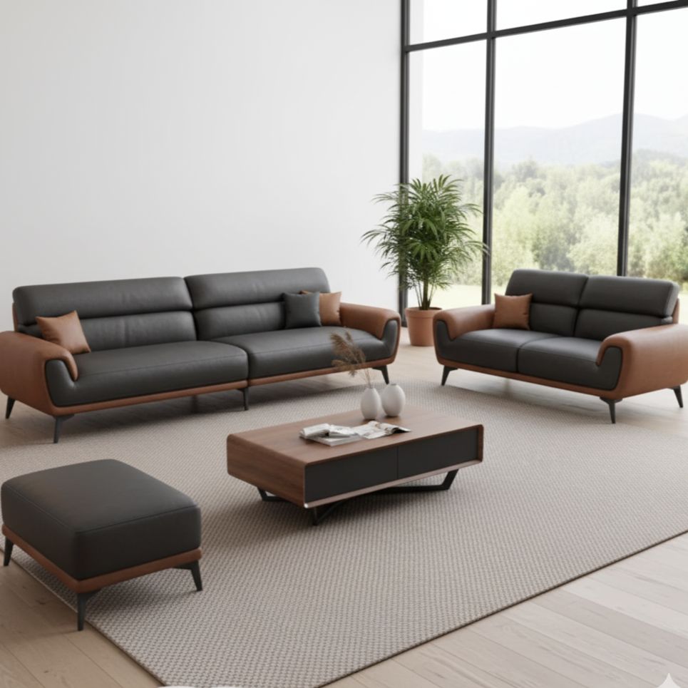 Nordic Leather Sofa Designer Romantic Living Room "4pc" Furniture Couple