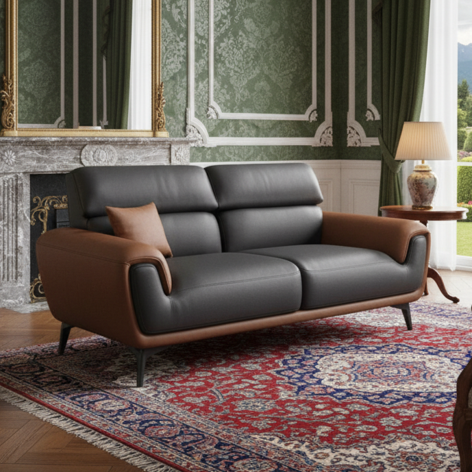Nordic Leather Sofa Designer Romantic Living Room "4pc" Furniture Couple
