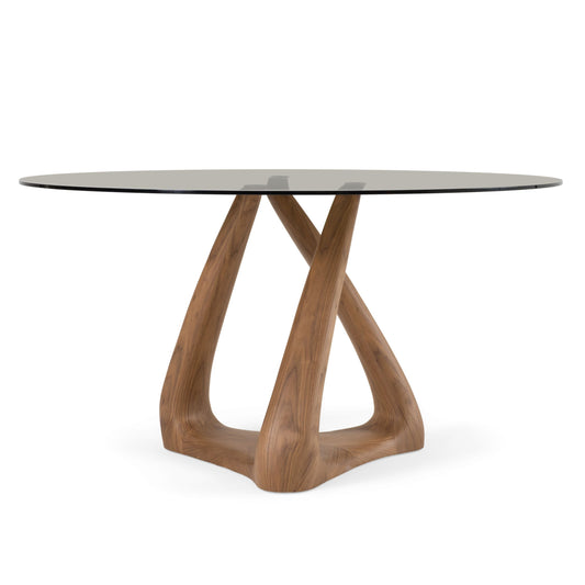 Christy Round Dining Table by Modrest 10mm Grey Tempered Glass