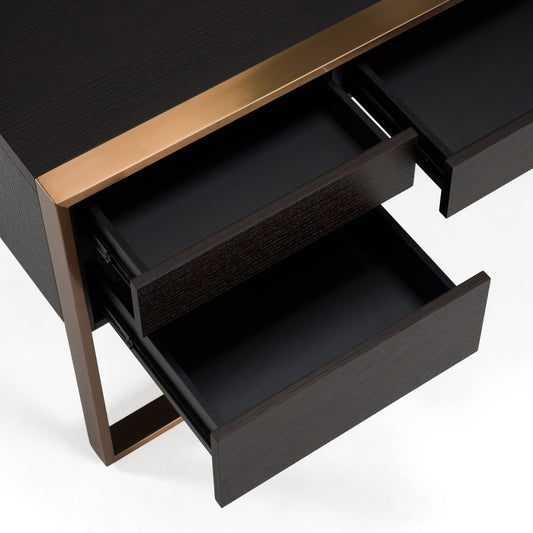 Elegant Wenge Office Desk with Rosegold Finish