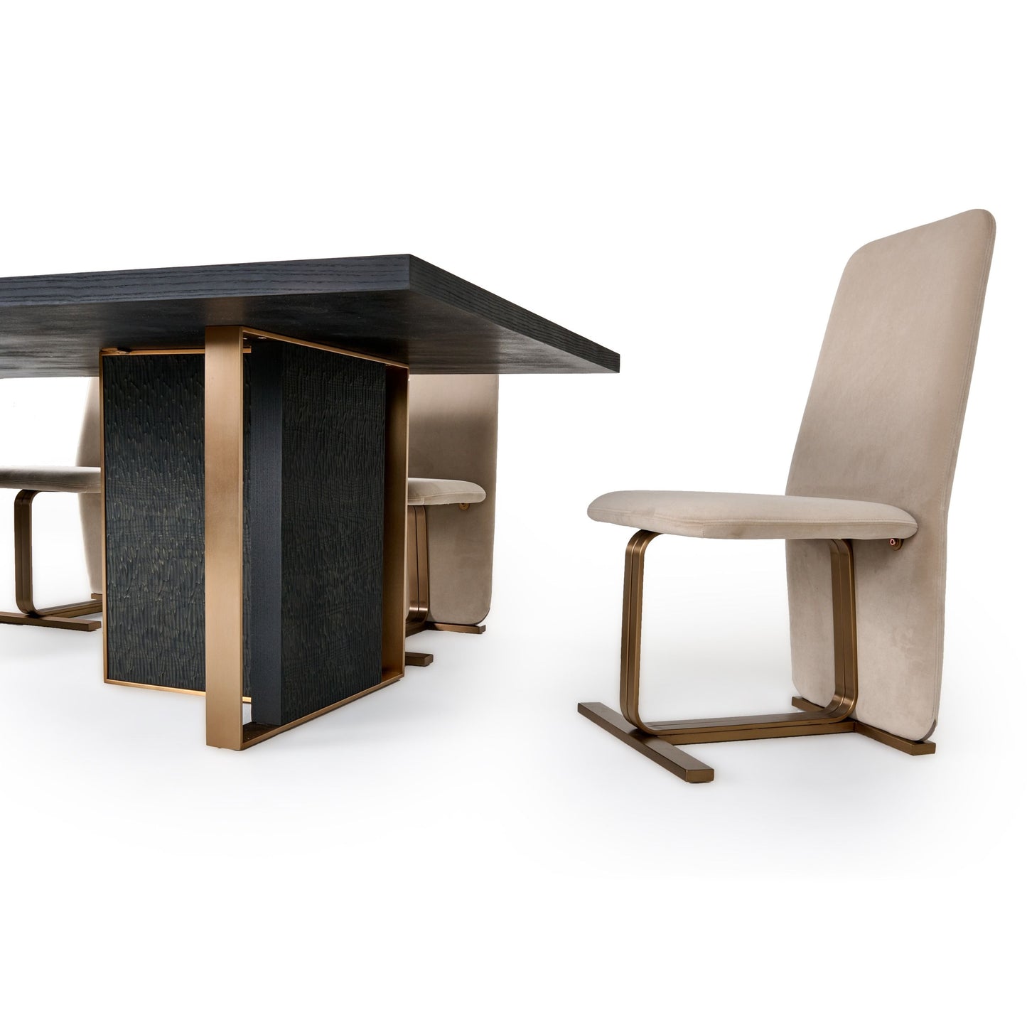 Modrest Tasha Dining Table — Black Ash & Brushed Gold