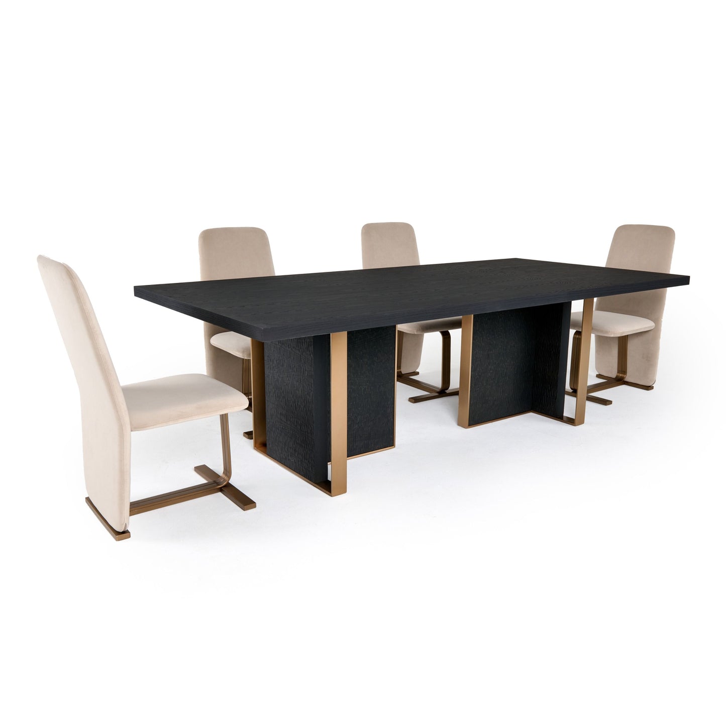 Modrest Tasha Dining Table — Black Ash & Brushed Gold