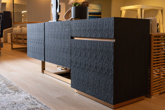 Modrest Tasha Buffet — Black Ash + Brushed Gold Sideboard