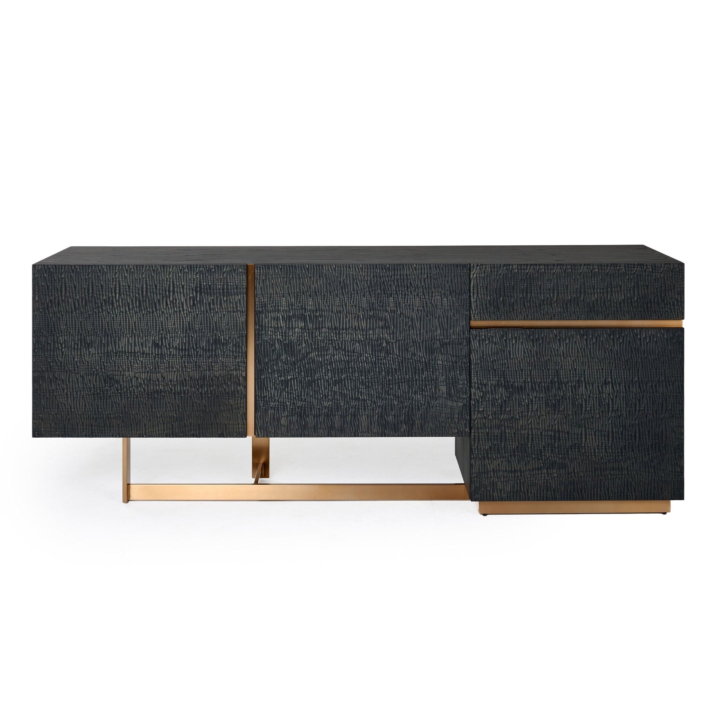 Modrest Tasha Buffet — Black Ash + Brushed Gold Sideboard