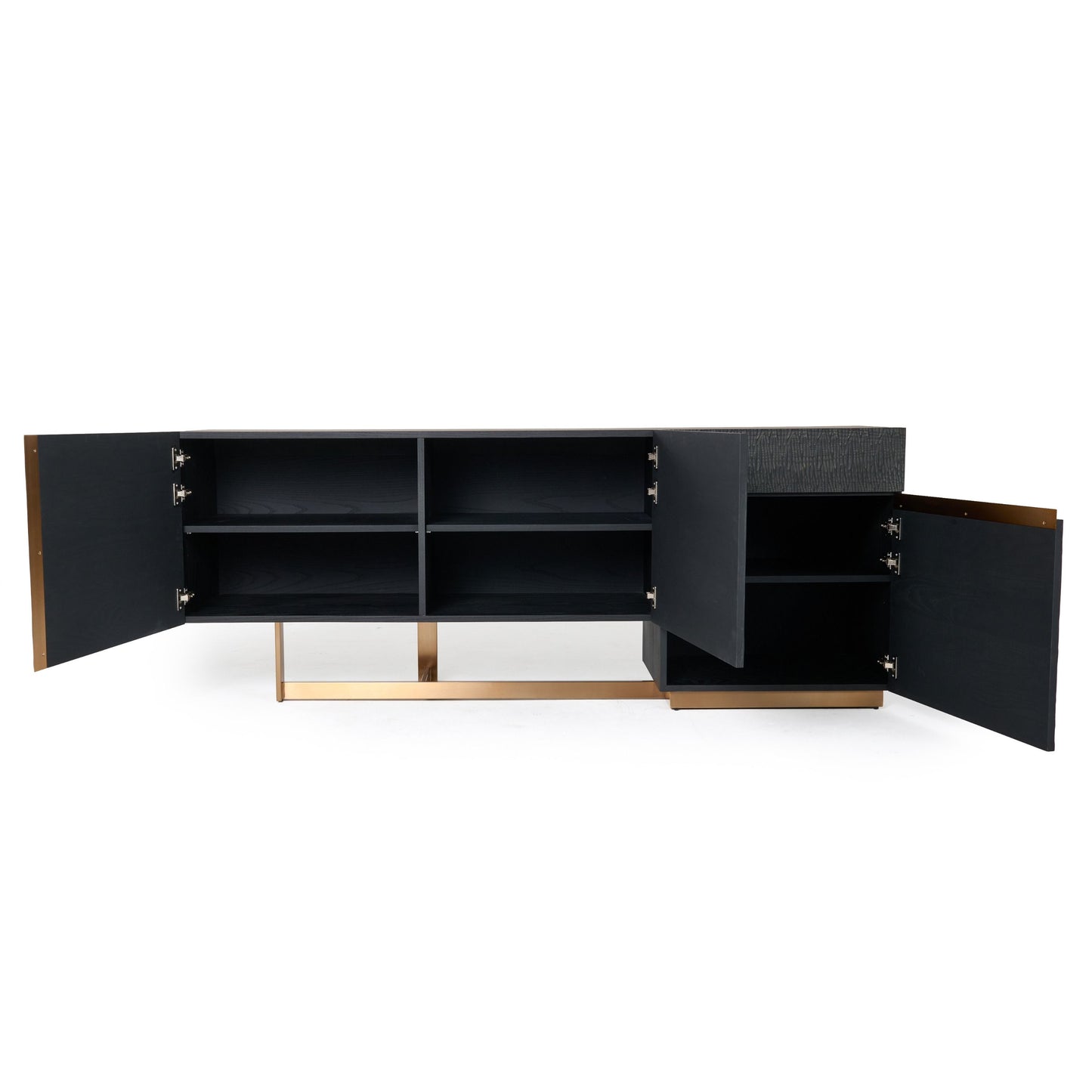 Modrest Tasha Buffet — Black Ash + Brushed Gold Sideboard
