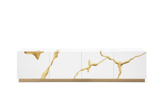 Modern White & Gold TV Stand