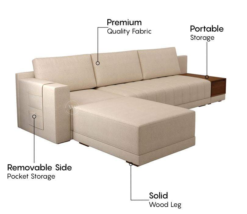 Oasis L-Shape Sectional Sofa Jade Ivory – Cotton Sofa Pakistan