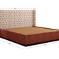 Luxury King-Size Kesarth Luxe Fabric Bed – High-Rise Headboard, Storage, Red Upholstery – Pakistan