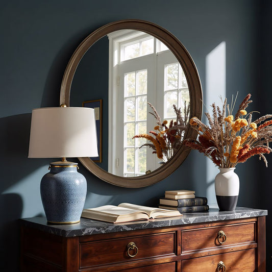 Inikas Mirror Espresso round wall mirror