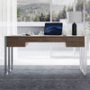 Modern Walnut & Stainless Steel Writing Desk