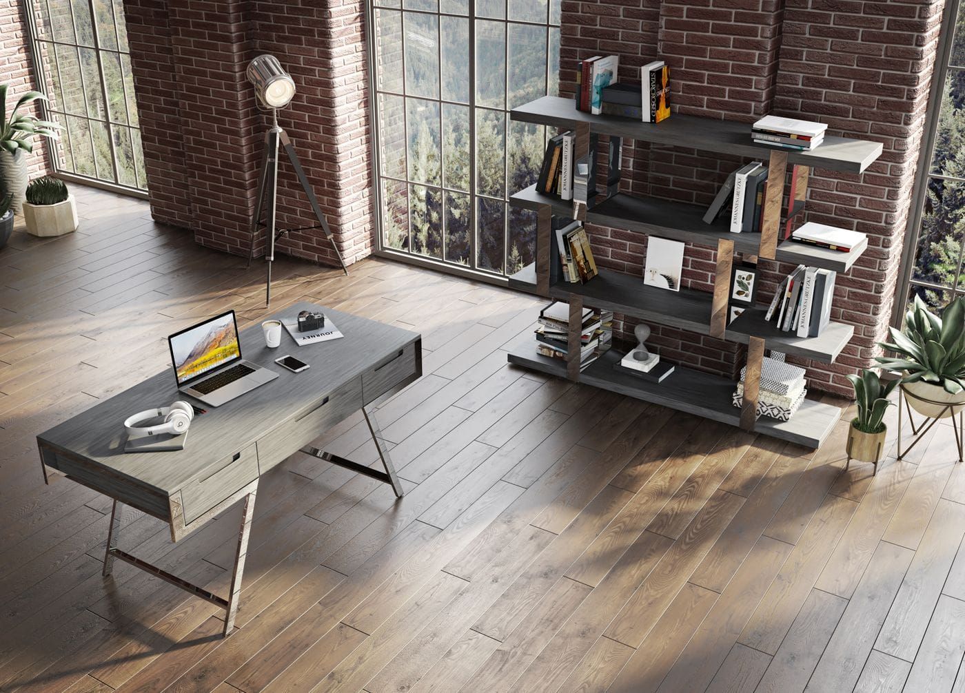 Modrest Dessart — Modern Elm Grey Office Desk