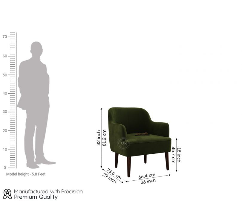 Avira Lounge Chair Dark Olive Green – Velvet Accent Chair Pakistan