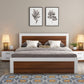 Harper Teak King Bed – Frosty White Finish with Smart Box Storage