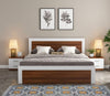 Harper Teak King Bed – Frosty White Finish with Smart Box Storage