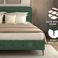 Andreas Premium King Bed in Green Upholstery – Stylish Curved Headboard