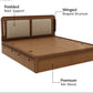 Lotus Ash Wood King Bed – Natural Finish with Smart Drawer Storage