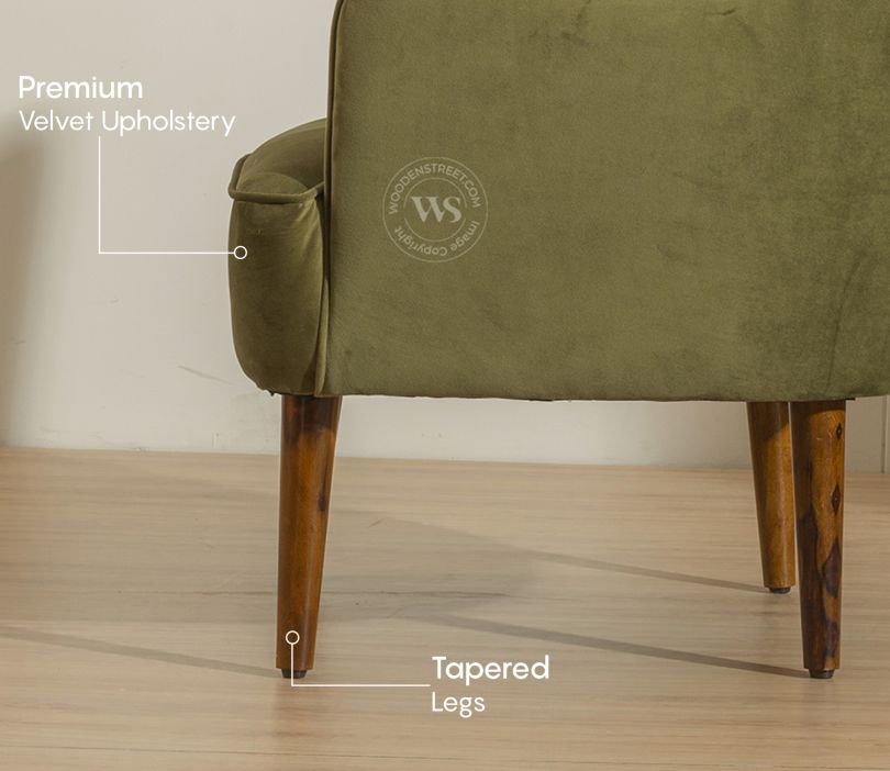 Avira Lounge Chair Dark Olive Green – Velvet Accent Chair Pakistan