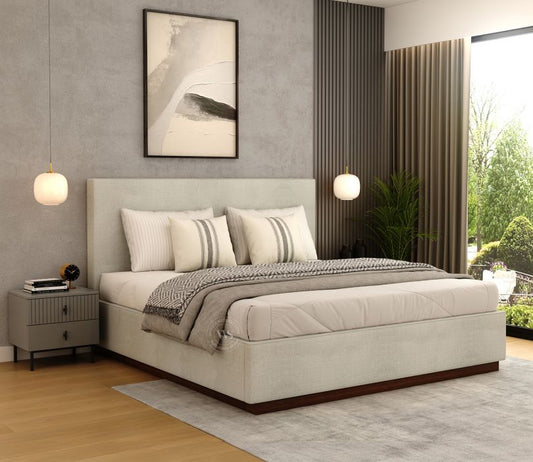 Savona Modern Grey Fabric Bed King Size – Box Storage | Pakistan
