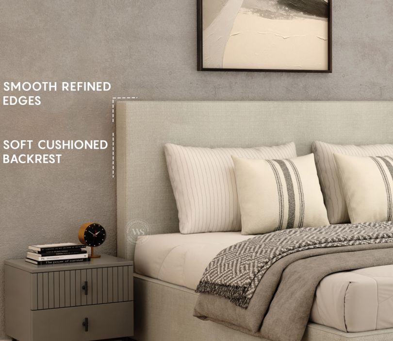 Savona Modern Grey Fabric Bed King Size – Box Storage | Pakistan