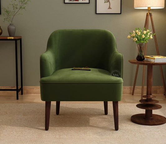 Avira Lounge Chair Dark Olive Green – Velvet Accent Chair Pakistan