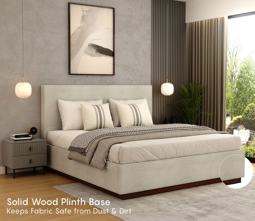 Savona Modern Grey Fabric Bed King Size – Box Storage | Pakistan