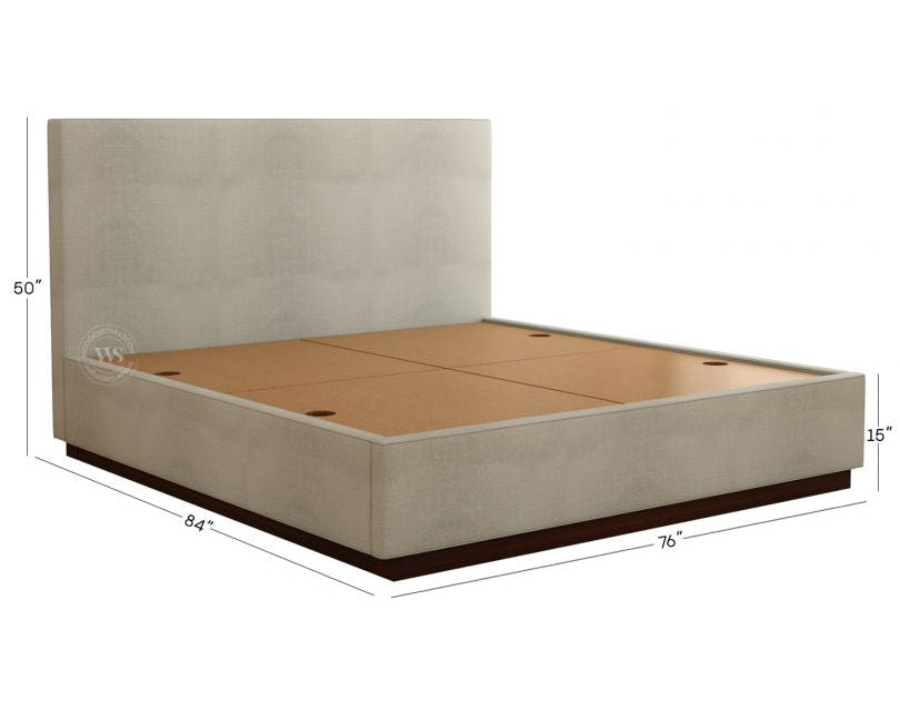 Savona Modern Grey Fabric Bed King Size – Box Storage | Pakistan