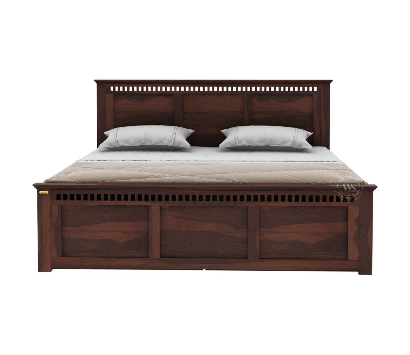 Adolph Sheesham Wood King Bed – Walnut Finish