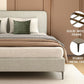 Andreas Premium King-Size Fabric Bed – Light Grey Upholstery & Curved Headboard | Pakistan