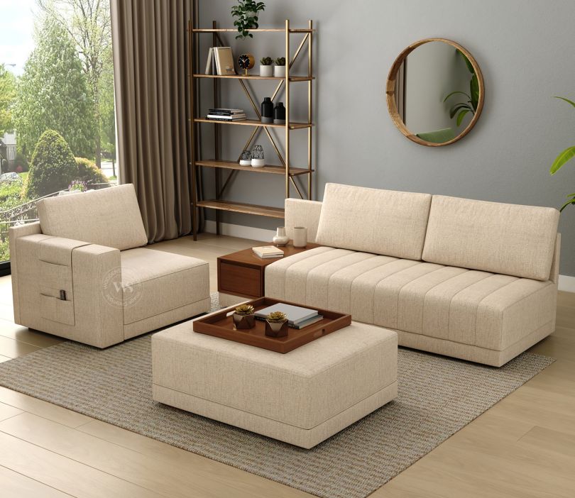 Oasis L-Shape Sectional Sofa Jade Ivory – Cotton Sofa Pakistan