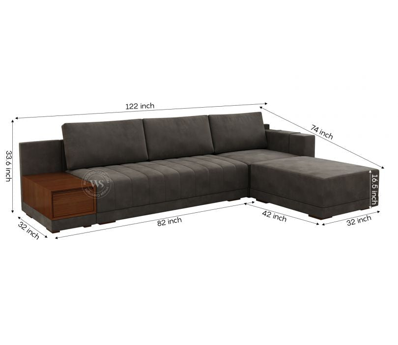 Oasis Right-Aligned L-Shape Velvet Sofa Graphite Grey – Pakistan