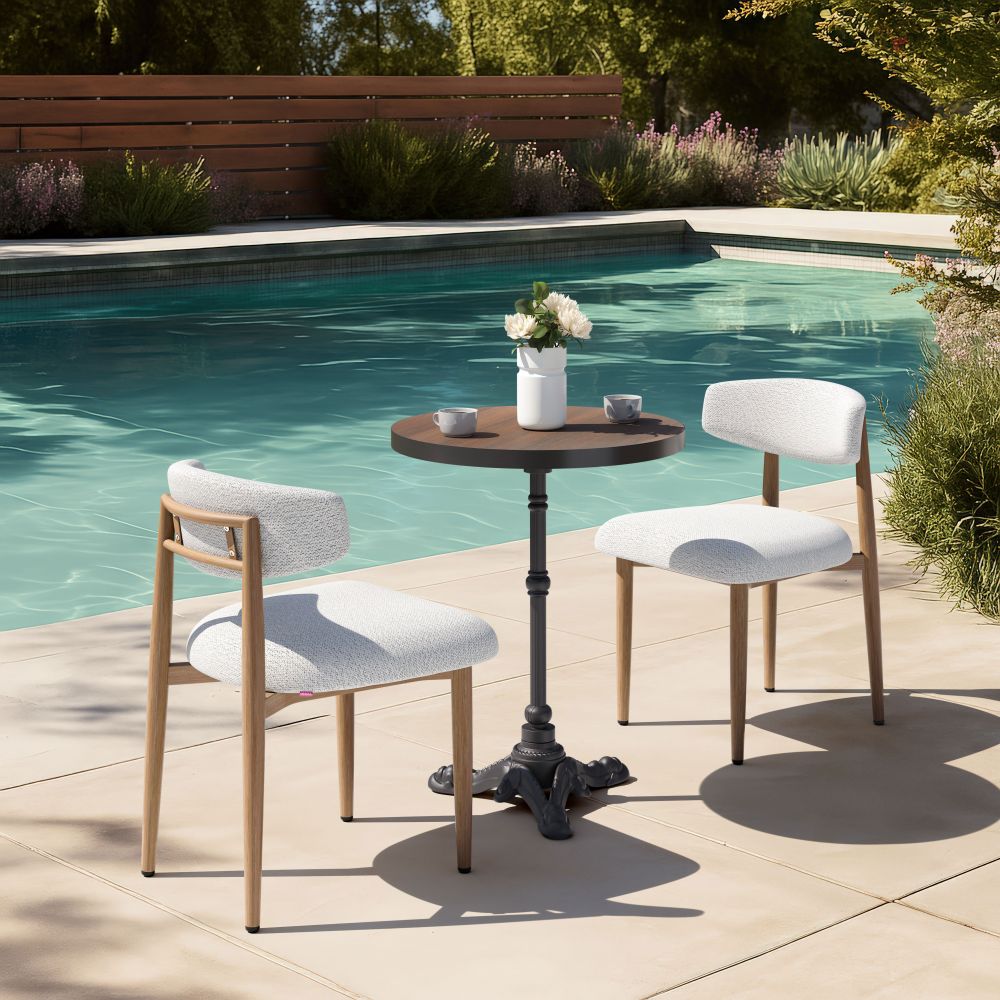 modern beige dining chair white - With tabel