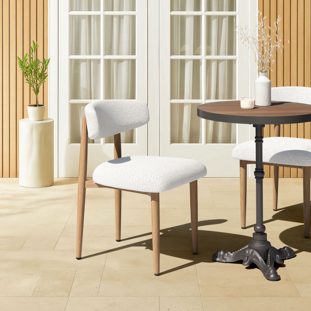 modern beige dining chair white - With tabel