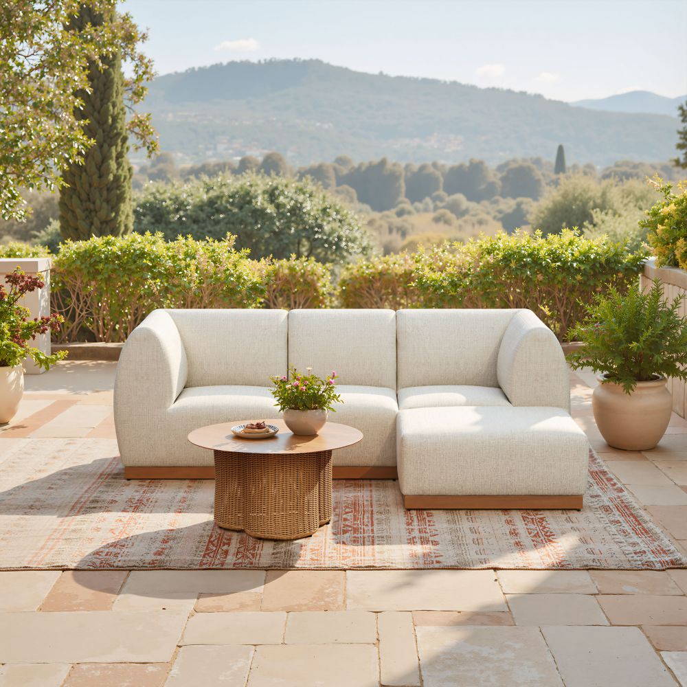 Modern Christy Armless Chair Beige outdoor