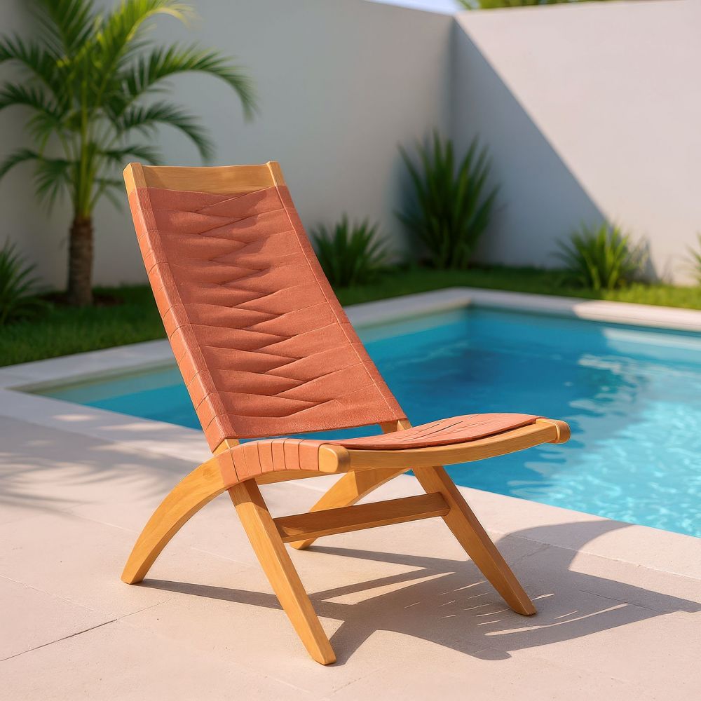 Rova Lounge Chair Terracotta acacia rattan