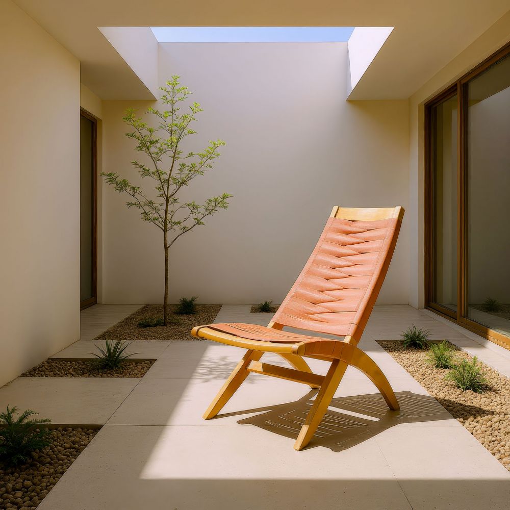 Rova Lounge Chair Terracotta acacia rattan
