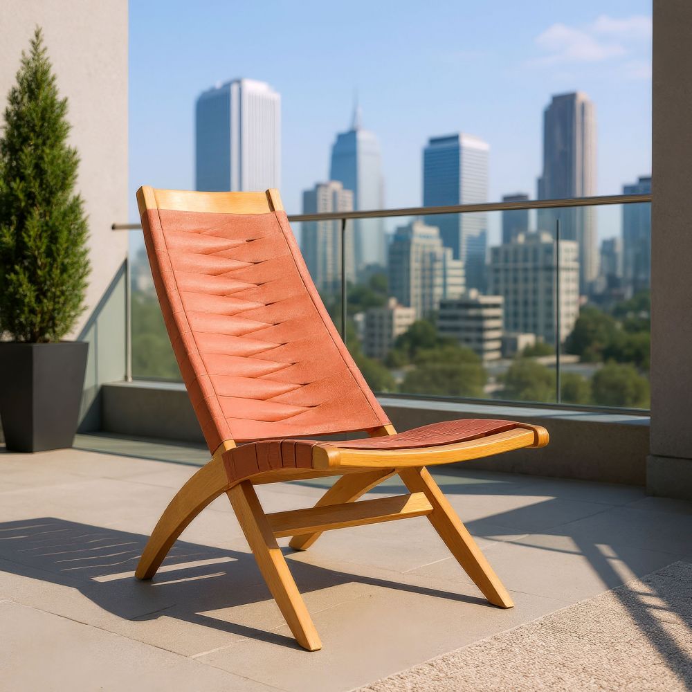 Rova Lounge Chair Terracotta acacia rattan