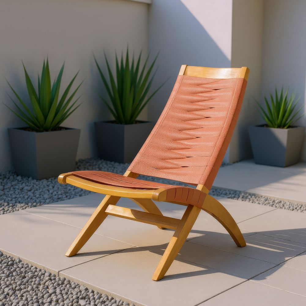 Rova Lounge Chair Terracotta acacia rattan