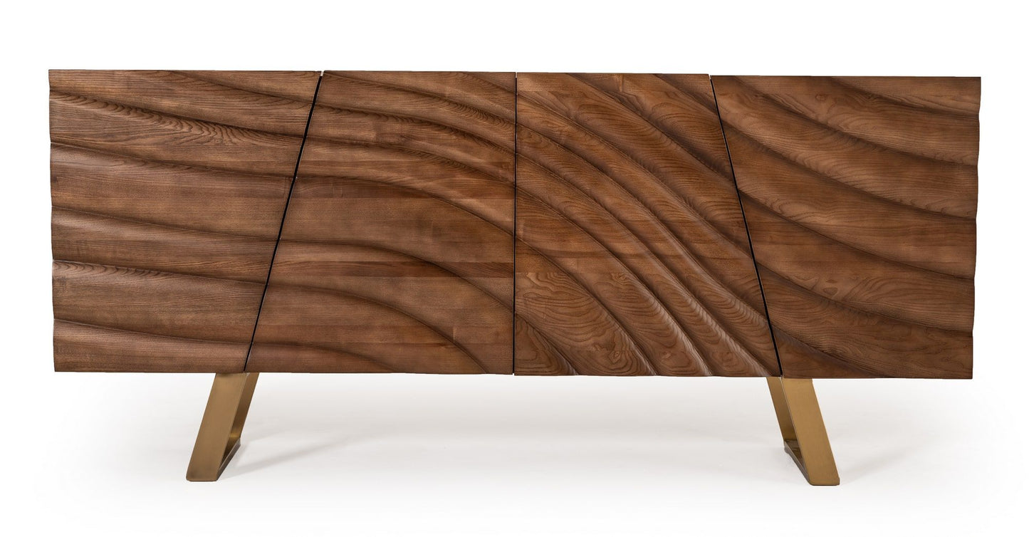 Mid-Century Walnut & Gold Buffet