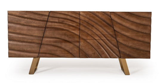 Mid-Century Walnut & Gold Buffet